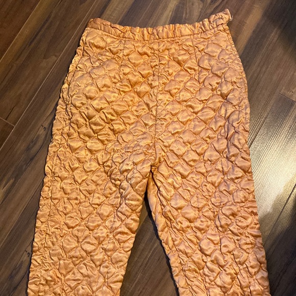 50s/60s Vintage side closure, high waist quilted gold brocade pants XS - Picture 1 of 6